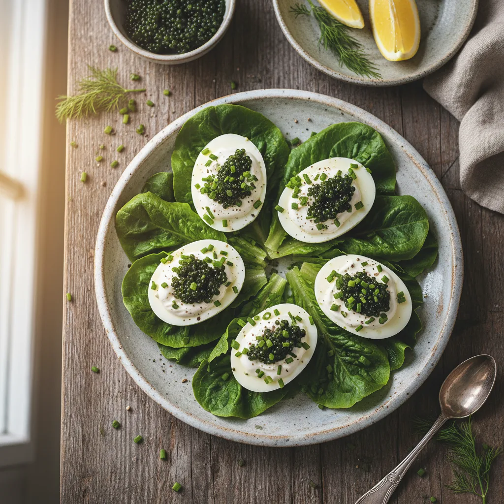 Ägghalvor med tångkaviar