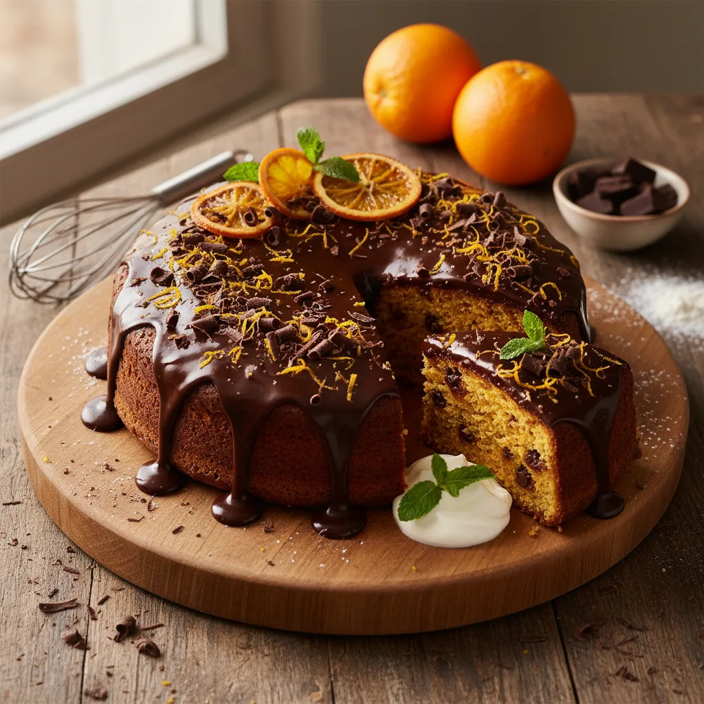 Apelsintårta med mörk choklad