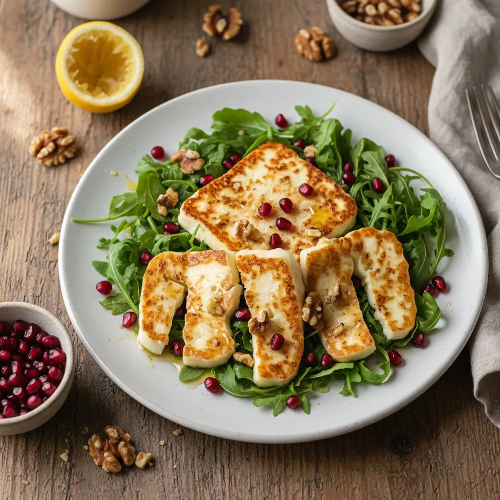 Grillad halloumi med granatäpple