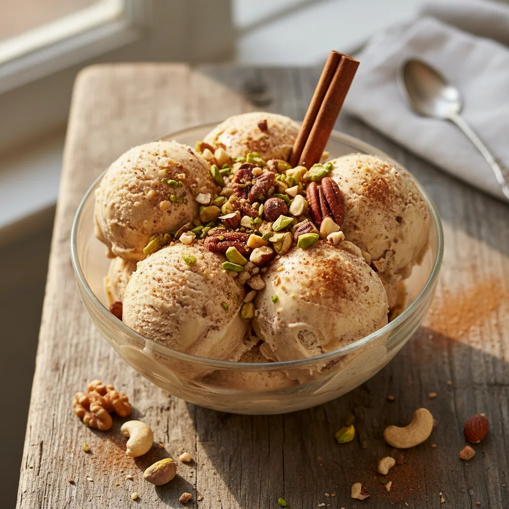 Kanel-glass med rostade nötter