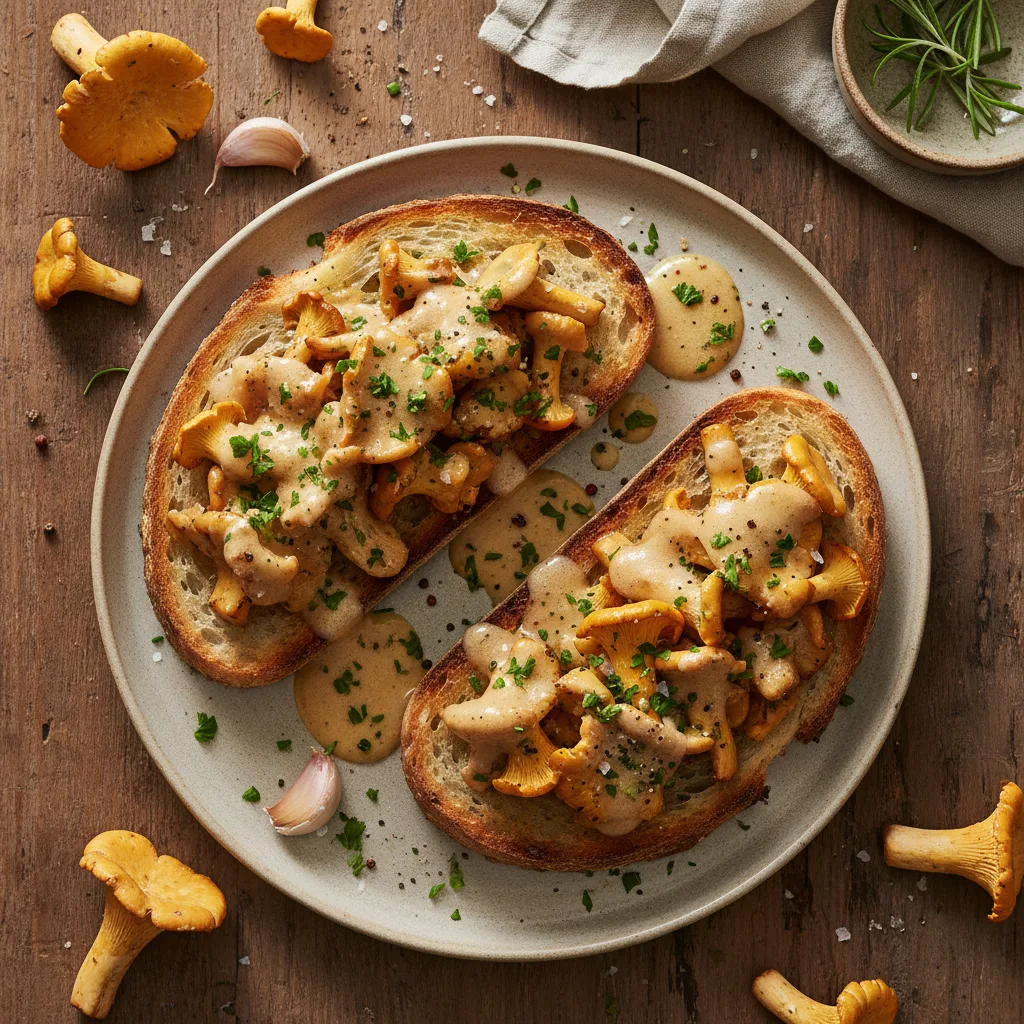 Kantarelltoast med brynt smör