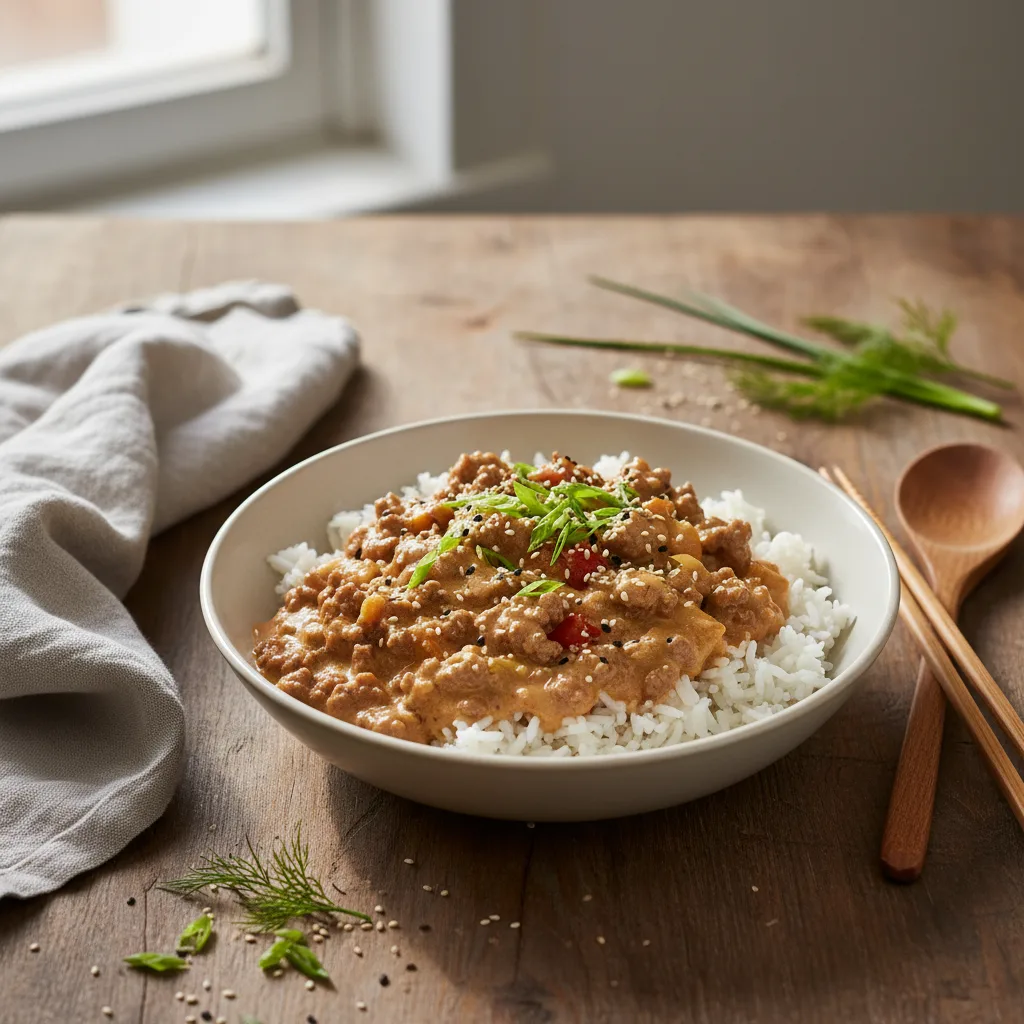 Köttfärs Stroganoff med Japanska Toner