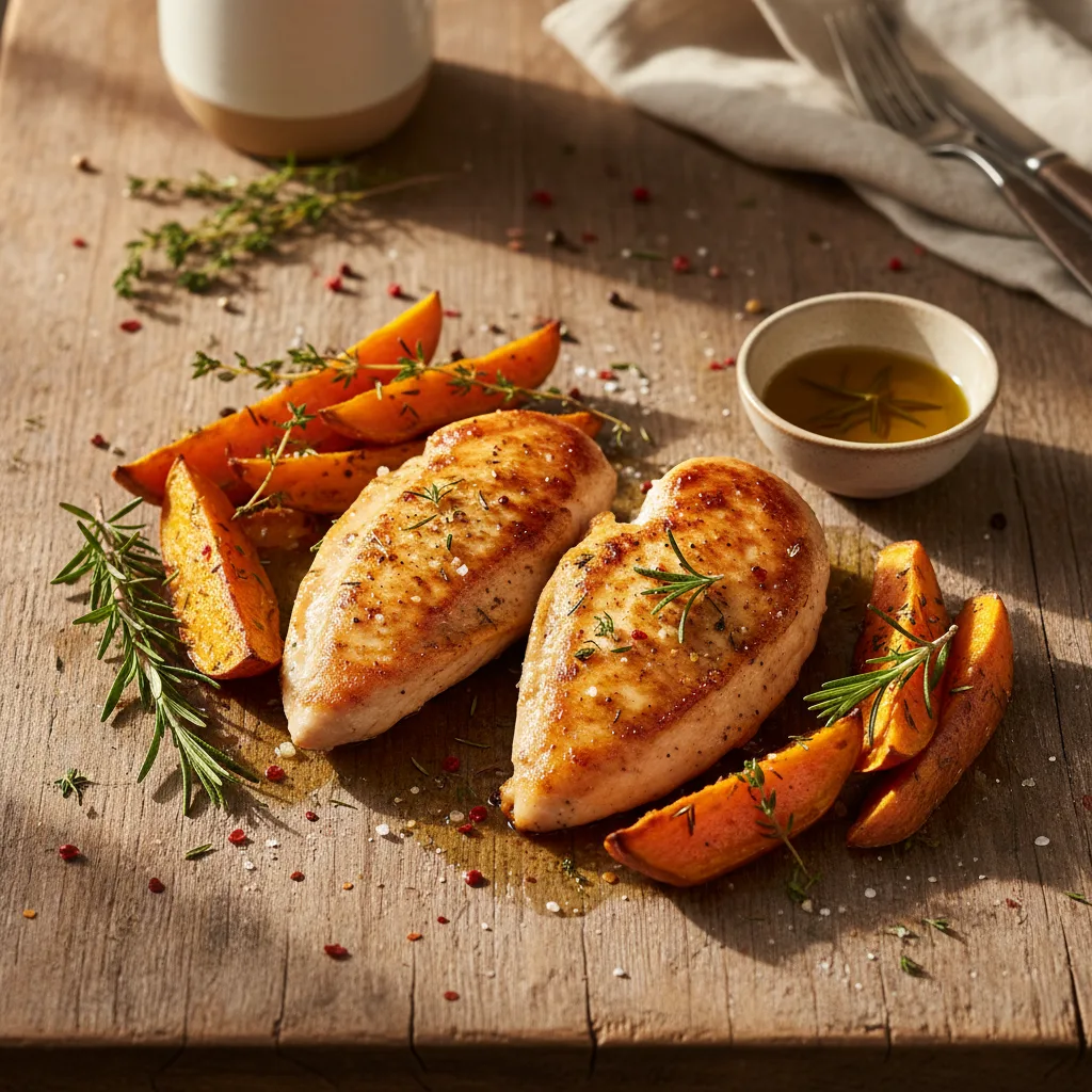 Kycklingfilé med sötpotatis och örter