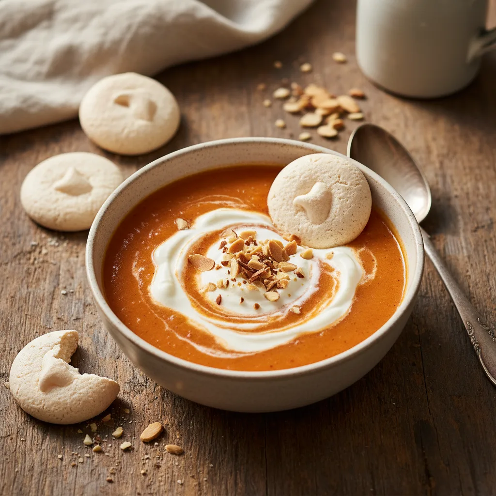 Nyponsoppa med mandelbiskvier