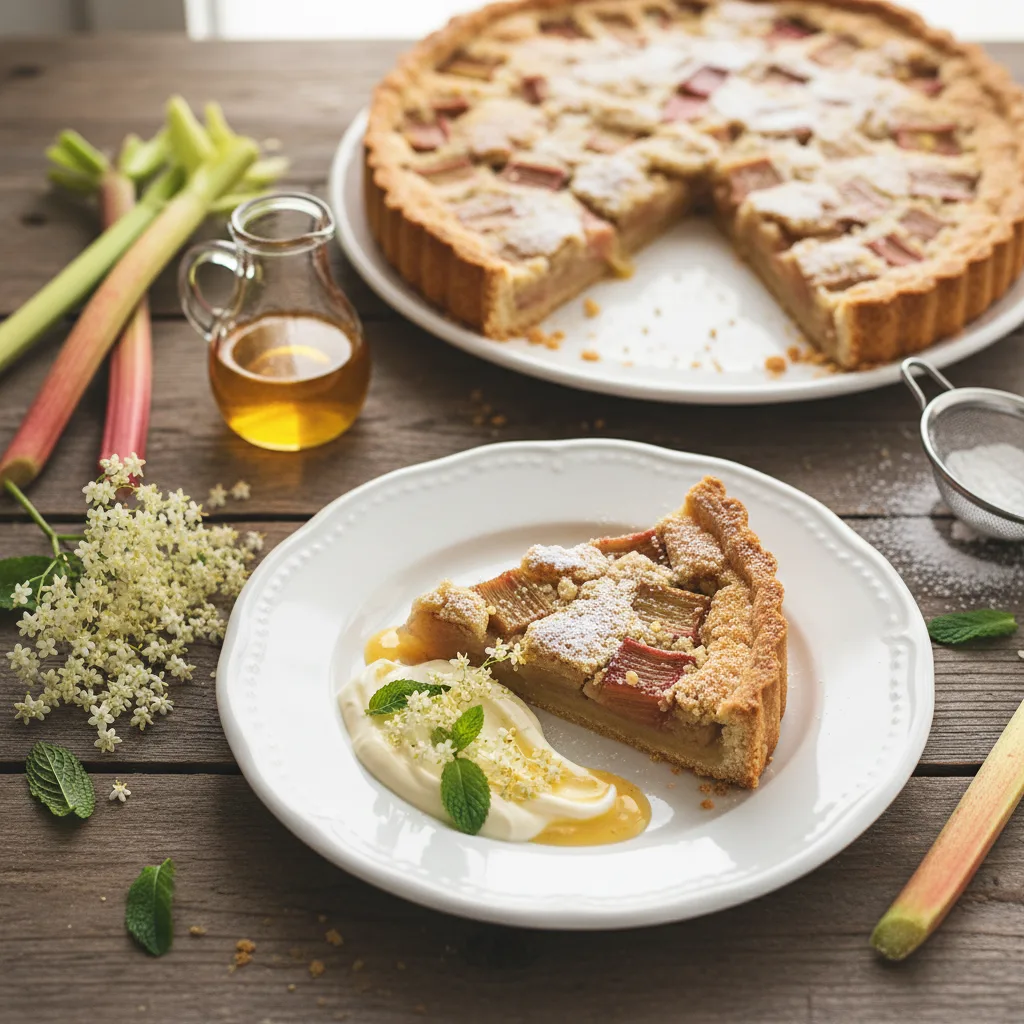 Rabarbertårta med fläderkräm