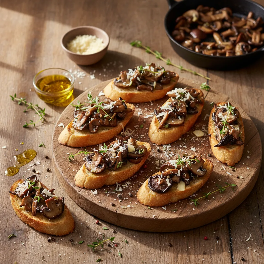 Svampcrostini med timjan