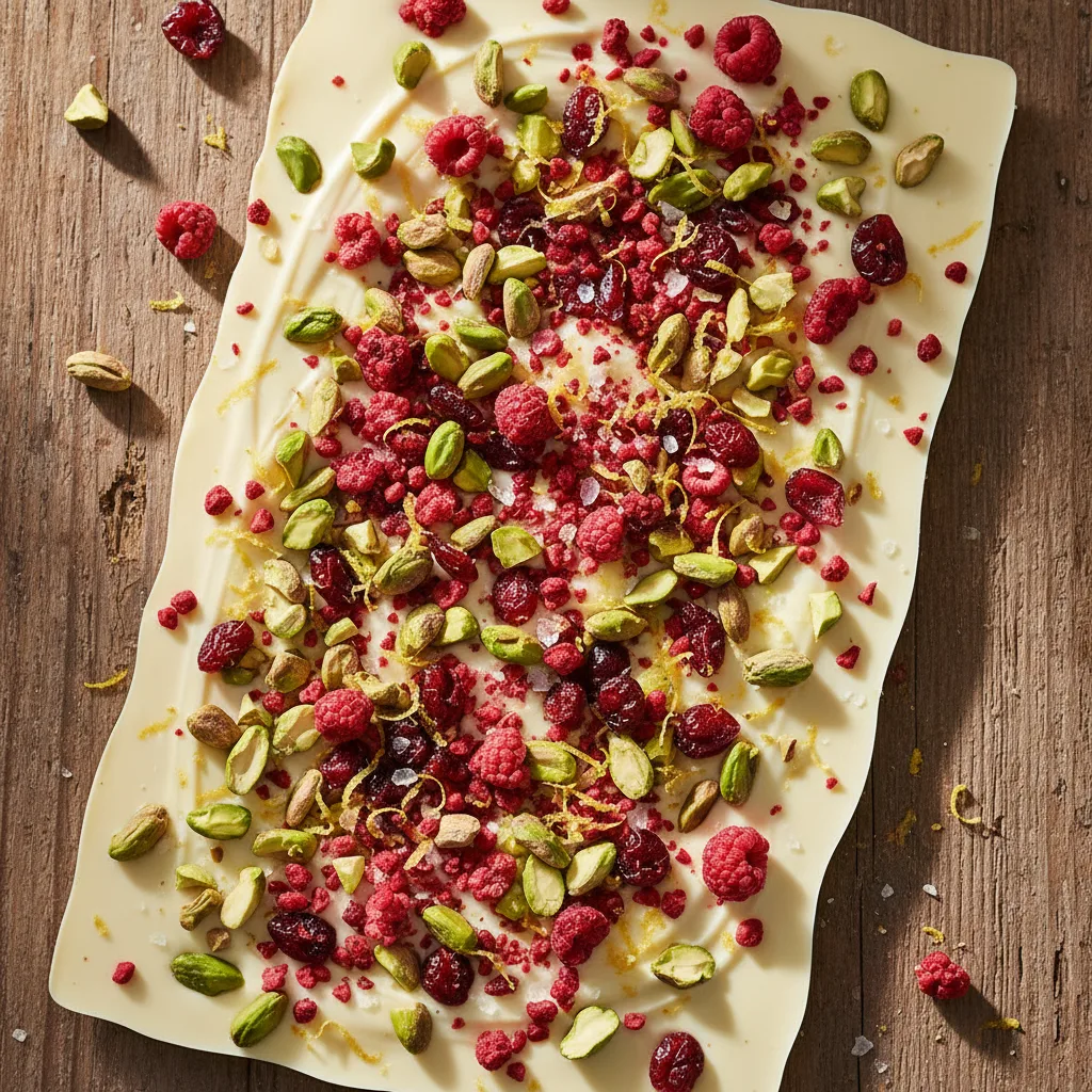 Vit Choklad-bark med Pistage