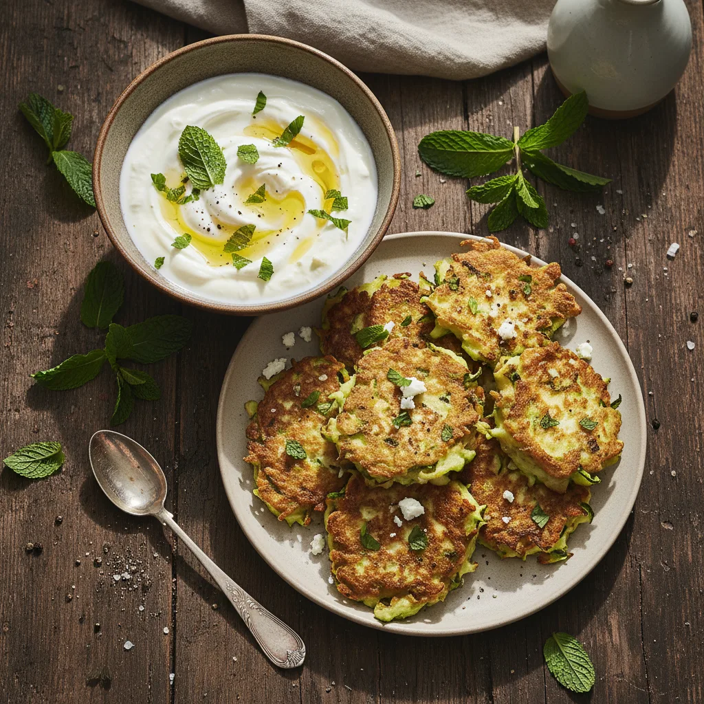 Zucchinifritters med yoghurt